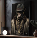 Quadro Decorativo Macaco Gangster - Arte Moderna e Sofisticada para Ambientes Ousados - quadros decorativos para sala 1 Tela Vertical, 3 Telas - em ambiente decorado