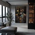 Quadro Decorativo Macaco Gangster - Estilo Único para sua Decoração - quadros decorativos para sala 1 Tela Vertical, 3 Telas - em ambiente decorado