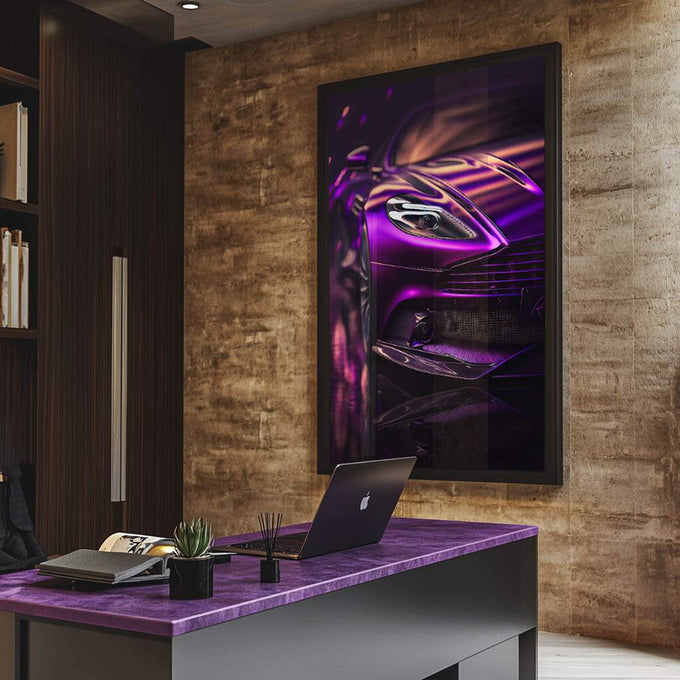 Quadro Decorativo Aston Martin: Elegância e Sofisticação para Sua Parede - quadros decorativos para sala 1 Tela Vertical, 3 Telas - em ambiente decorado
