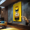 Quadro Decorativo Carro Corvette - Arte Moderno para Transformar Seu Ambiente - quadros decorativos para sala 1 Tela Vertical, 3 Telas - em ambiente decorado