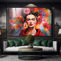 Quadro Decorativo Frida 03 - Elegância e Estilo em Tecido Canvas Premium - quadros decorativos para sala 1 Tela, 1 Tela Horizontal - em ambiente decorado