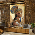 Quadro Decorativo Mitologia Egípcia 01 - Arte Sofisticada para o Seu Lar - quadros decorativos para sala 1 Tela Vertical, 3 Telas - em ambiente decorado