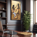 Quadro Decorativo de Mitologia Egípcia - Arte Exclusiva para sua Casa - quadros decorativos para sala 1 Tela Vertical, 3 Telas - em ambiente decorado