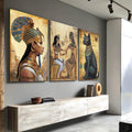 Quadro Decorativo Mitologia Egípcia - Arte e Elegância para Sua Parede - quadros decorativos para sala 1 Tela Vertical, 3 Telas - em ambiente decorado
