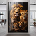 Quadro Decorativo Família de Leão com 3 Filhotes - quadros decorativos para sala 1 Tela Vertical, 3 Telas - em ambiente decorado