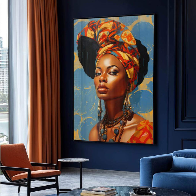 Quadro Decorativo Consciência Negra 01 - Arte Vibrante em Canvas Premium - quadros decorativos para sala 1 Tela Vertical, 3 Telas - em ambiente decorado