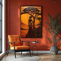 Quadro Decorativo Afro Força e Tradição - quadros decorativos para sala 1 Tela Vertical, 3 Telas - em ambiente decorado