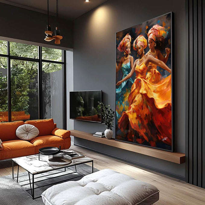 Quadro Decorativo Consciência Negra 07 - Estilo e Sofisticação para sua Decoração - quadros decorativos para sala 1 Tela Vertical, 3 Telas - em ambiente decorado