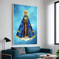 Quadro Decorativo Nossa Senhora da Aparecida - quadros decorativos para sala 1 Tela Vertical, 3 Telas - em ambiente decorado