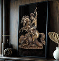 Quadro Decorativo São Jorge - Arte em Canvas Premium para sua Decoração - quadros decorativos para sala 1 Tela Vertical, 3 Telas - em ambiente decorado