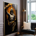 Quadro Decorativo Zeus: Arte Majestosa em Tecido Canvas - quadros decorativos para sala 1 Tela Vertical, 3 Telas - em ambiente decorado