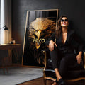 Quadro Decorativo Águia Foco - Elegância e Durabilidade para Sua Casa - quadros decorativos para sala 1 Tela Vertical, 3 Telas - em quarto contemporaneo