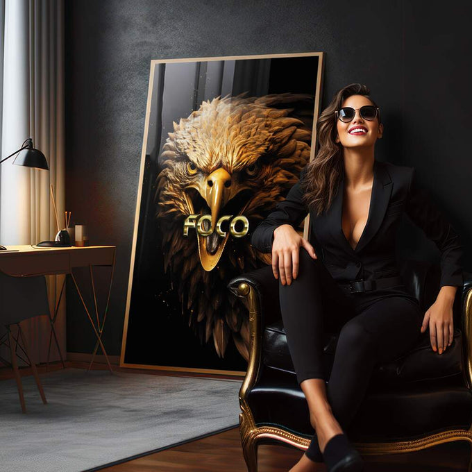 Quadro Decorativo Águia Foco - Elegância e Durabilidade para Sua Casa - quadros decorativos para sala 1 Tela Vertical, 3 Telas - em quarto contemporaneo