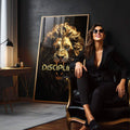Quadro Decorativo Leão Disciplina - Elegância e Força para sua Decoração - quadros decorativos para sala 1 Tela Vertical, 3 Telas - em quarto contemporaneo