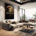 Quadro Decorativo Leão Disciplina - Elegância e Força para sua Decoração - quadros decorativos para sala 1 Tela Vertical, 3 Telas - em living room premium