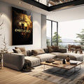 Quadro Decorativo Moderna Arte Lobo Execução - Estilo e Sofisticação - quadros decorativos 1 Tela Vertical, 3 Telas - em escritorio elegante