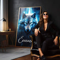 Quadro Decorativo Lobo Azul - Arte Moderna Com Estilo Sofisticado - quadros decorativos para sala 1 Tela Vertical, 3 Telas - em quarto contemporaneo