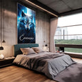 Quadro Decorativo Lobo Azul - Arte Moderna Com Estilo Sofisticado - quadros decorativos 1 Tela Vertical, 3 Telas - em escritorio elegante