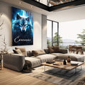 Quadro Decorativo Lobo Azul - Arte Moderna Com Estilo Sofisticado - quadros decorativos para sala 1 Tela Vertical, 3 Telas - em living room premium