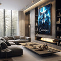 Quadro Decorativo Lobo Azul - Arte Moderna Com Estilo Sofisticado - quadros decorativos 1 Tela Vertical, 3 Telas - em sala moderna