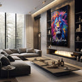 Quadro Decorativo Leão Disciplina - quadros decorativos 1 Tela Vertical, 3 Telas - em sala moderna
