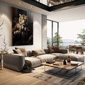 Quadro Decorativo Tigre Executivo - Arte Sofisticada para Ambientes Elegantes - quadros decorativos para sala 1 Tela Vertical, 3 Telas - em living room premium