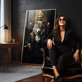 Quadro Decorativo Lobo Executivo - Elegância e Sofisticação para sua Decoração - quadros decorativos para sala 1 Tela Vertical, 3 Telas - em quarto contemporaneo