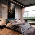 Quadro Decorativo Leão Executivo - Sofisticação e Estilo para Seu Ambiente - quadros decorativos 1 Tela Vertical, 3 Telas - em escritorio elegante