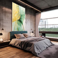 Quadro Decorativo Folhagem Dourada e Verde - Elegância Natural para sua Casa - quadros decorativos 1 Tela Vertical, 3 Telas - em escritorio elegante