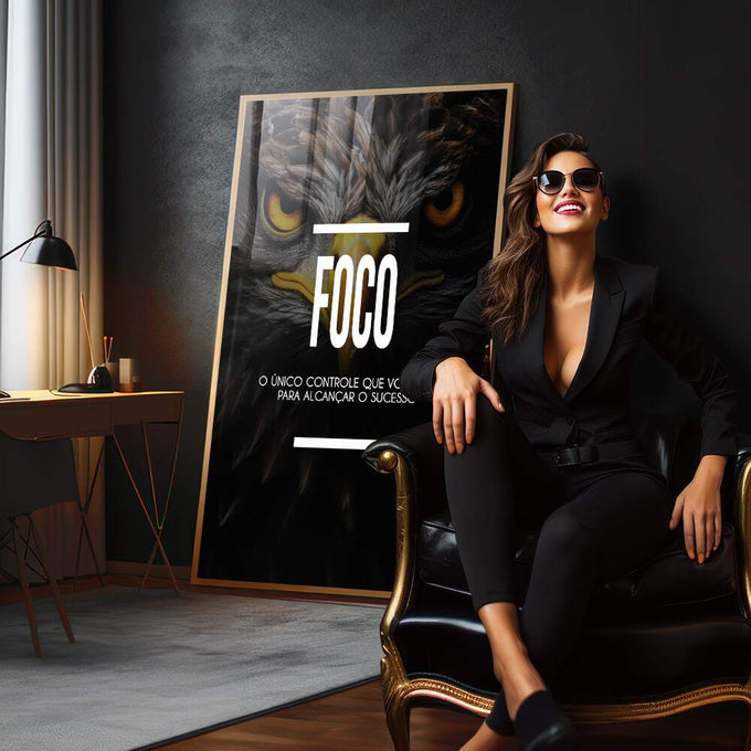 Quadro Decorativo Motivacional Foco - Inspire Seu Ambiente com Estilo - quadros decorativos para sala 1 Tela Vertical, 3 Telas - em quarto contemporaneo