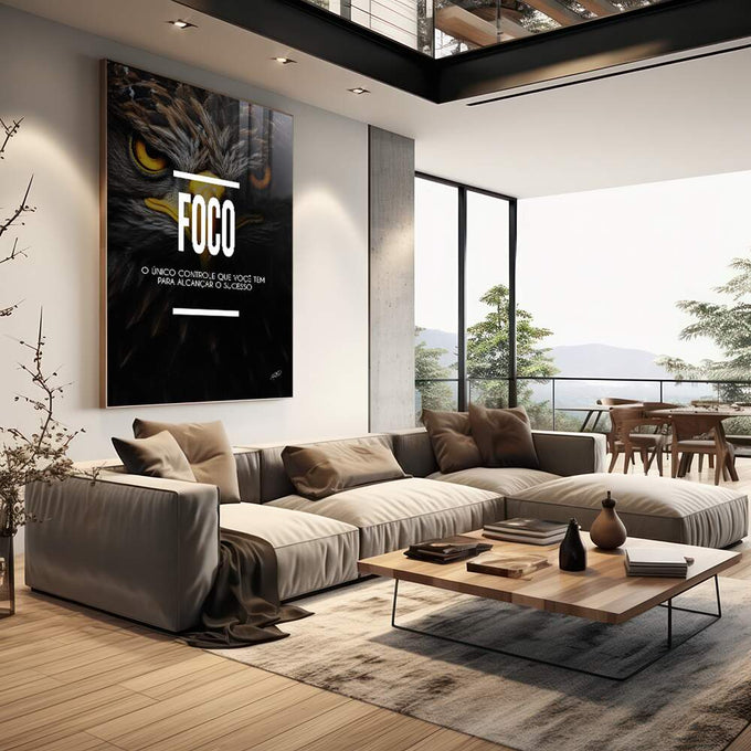 Quadro Decorativo Motivacional Foco - Inspire Seu Ambiente com Estilo - quadros decorativos para sala 1 Tela Vertical, 3 Telas - em living room premium