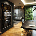 Quadro Decorativo Motivacional Tenacidade - Inspire Seus Dias com Arte - quadros decorativos para sala 1 Tela Vertical, 3 Telas - em ambiente decorado