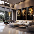 Quadro Decorativo Disciplina, Execução e Foco - Inspiração e Estilo para Sua Decoração - quadros decorativos 1 Tela Vertical, 3 Telas - em sala moderna