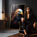 Quadro Decorativo Águia Abstrata Colorida - Arte Vibrante para Sua Decoração - quadros decorativos para sala 1 Tela Vertical, 3 Telas - em quarto contemporaneo