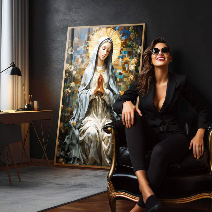 Quadro Decorativo Nossa Senhora de Fátima - quadros decorativos para sala 1 Tela Vertical, 3 Telas - em quarto contemporaneo