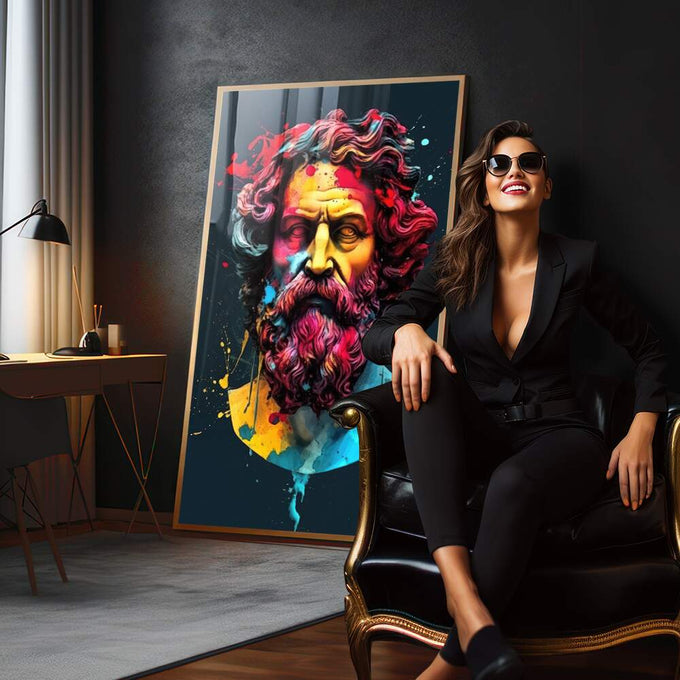 Quadro Decorativo Mitologia Grega - Arte Elegante para Transformar Seu Espaço - quadros decorativos para sala 1 Tela Vertical, 3 Telas - em quarto contemporaneo