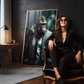Quadro Decorativo Macaco Executivo - Arte Exclusiva para Pintar seu Espaço com Estilo - quadros decorativos para sala 1 Tela Vertical, 3 Telas - em quarto contemporaneo