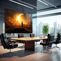 Quadro Decorativo Menino Sonhador: Lua ao Pôr do Sol - Arte Elegante para sua Decoração - quadros decorativos para sala 1 Tela, 1 Tela Horizontal - em quarto contemporaneo