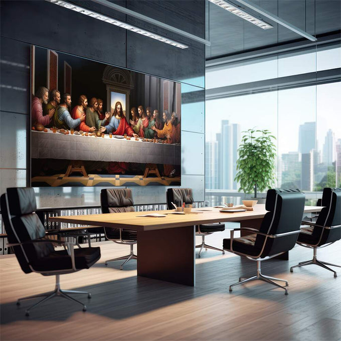 Quadro Decorativo Santa Ceia 4 - Arte Clássica para Sua Decoração - quadros decorativos para sala 1 Tela, 1 Tela Horizontal - em quarto contemporaneo