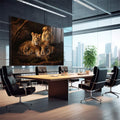 Quadro Decorativo Família de Leão com 3 Filhotes - Ternura e Estilo para sua Decoração - quadros decorativos para sala 1 Tela, 1 Tela Horizontal - em quarto contemporaneo