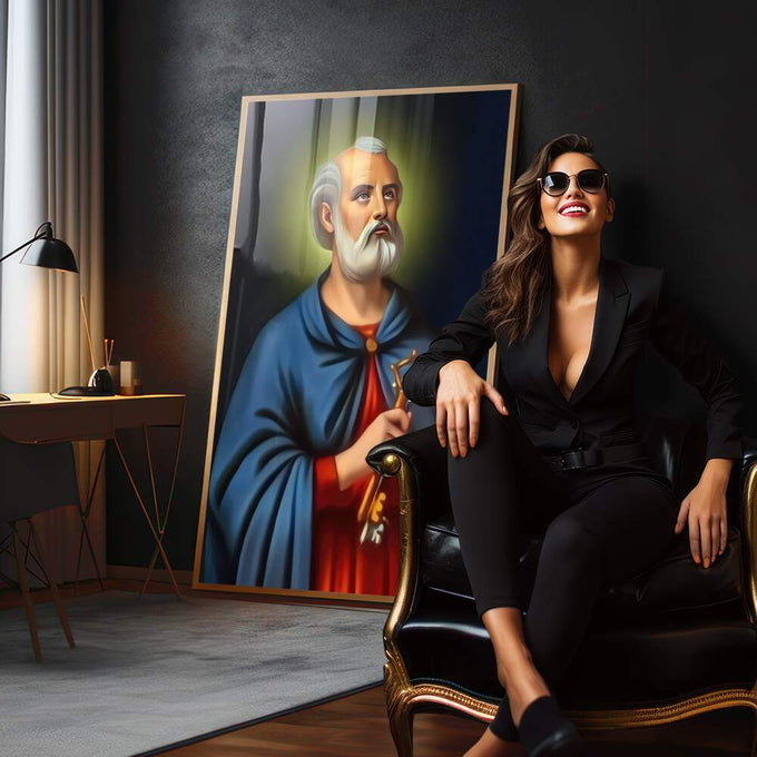 Quadro Decorativo São Pedro - quadros decorativos para sala 1 Tela Vertical, 3 Telas - em quarto contemporaneo