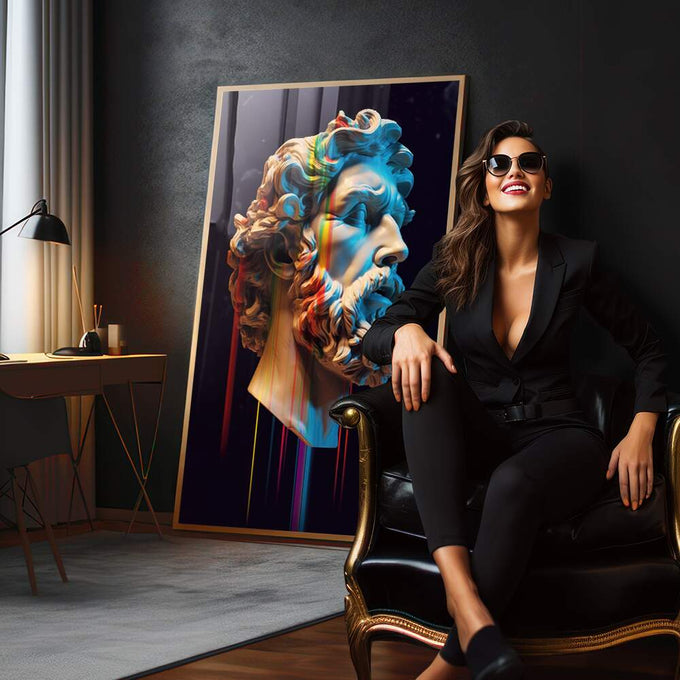 Quadro Decorativo Mitologia Grega - Elegância e Cultura para sua Parede - quadros decorativos para sala 1 Tela Vertical, 3 Telas - em quarto contemporaneo