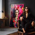 Quadro Decorativo Frida 02 - Estilo Vibrante em Tecido Canvas - quadros decorativos para sala 1 Tela Vertical, 3 Telas - em quarto contemporaneo