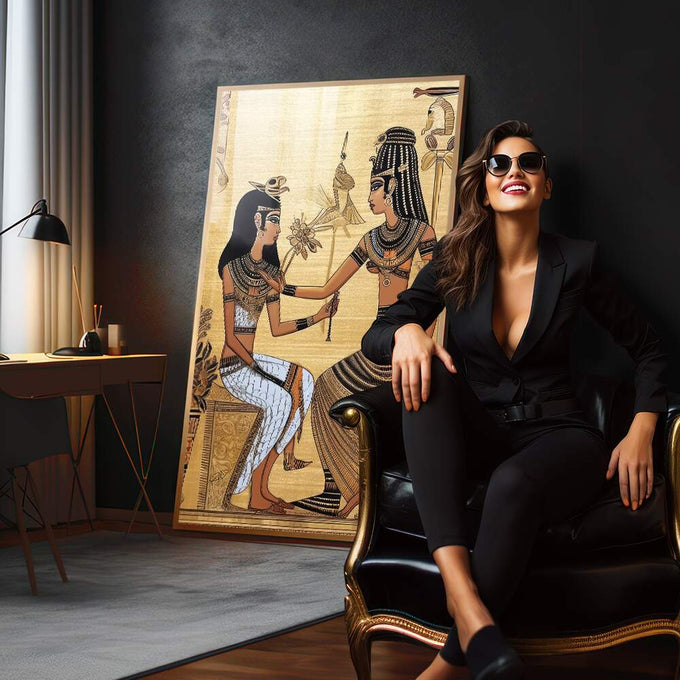 Quadro Decorativo de Mitologia Egípcia - Arte Exclusiva para sua Casa - quadros decorativos para sala 1 Tela Vertical, 3 Telas - em quarto contemporaneo