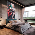 Quadro Decorativo Coringa e Arlequina Colorido: Arte Moderna em Tela Premium - quadros decorativos para sala 1 Tela Vertical, 3 Telas - em quarto contemporaneo