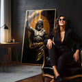 Quadro Decorativo Zeus: Arte Majestosa em Tecido Canvas - quadros decorativos para sala 1 Tela Vertical, 3 Telas - em quarto contemporaneo