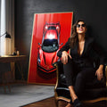 Quadro Decorativo Carro Ferrari F8 - Elegância e Estilo para sua Casa - quadros decorativos para sala 1 Tela Vertical, 3 Telas - em quarto contemporaneo
