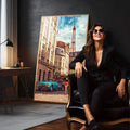 Quadro Decorativo Girl on the Street com Torre Eiffel - Arte Minimalista para Seu Ambiente - quadros decorativos para sala 1 Tela Vertical, 3 Telas - em quarto contemporaneo