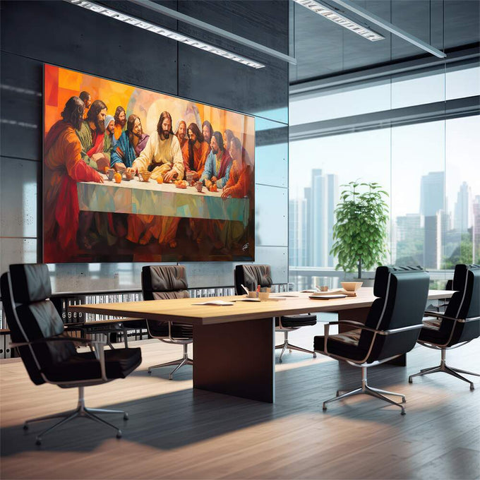 Quadro Decorativo Santa Ceia - Arte e Sofisticação para o Seu Lar - quadros decorativos para sala 1 Tela, 1 Tela Horizontal - em quarto contemporaneo