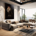 Quadro Decorativo Majestoso Leão com Coroa - Estilo e Sofisticação para sua Decoração - quadros decorativos 1 Tela Vertical, 3 Telas - em escritorio elegante